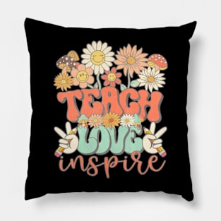 Teach Love Inspire  Groovy  Back To School Teacher Pillow