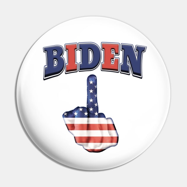 Anti Biden Middle Finger Patriotic Design Pin by Roly Poly Roundabout