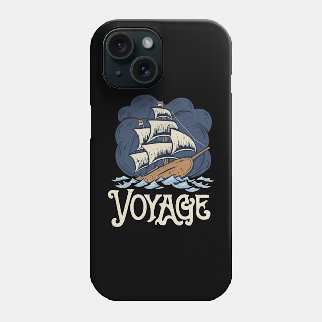 Ship Sailing Through The Deep Blue Sea Storm Phone Case by Abeer Ahmad