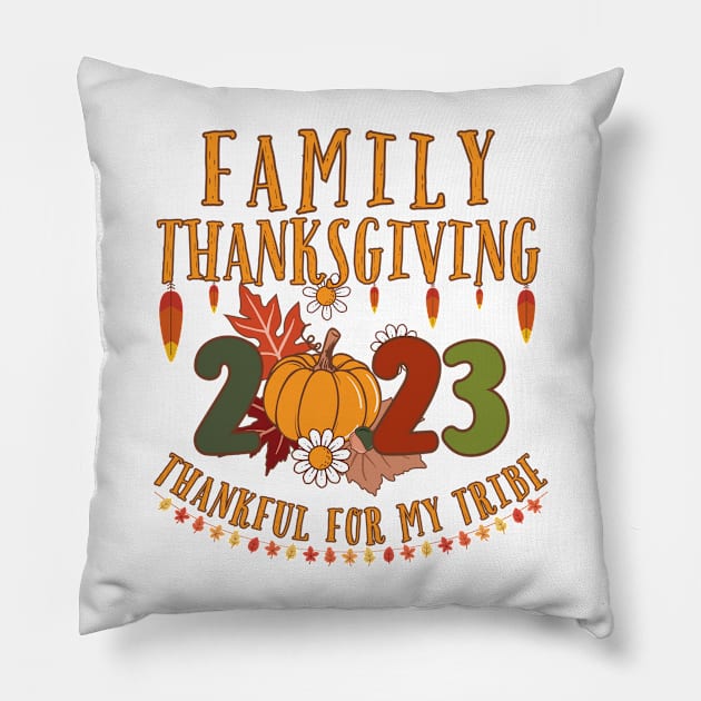 Family Thanksgiving 2023, Thanksgiving Matching Shirt 2023 Pillow by Merch4Days