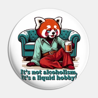 Retro 70s Red panda Chillout - Drunk Red panda Humor Vintage Sofa Art Pin