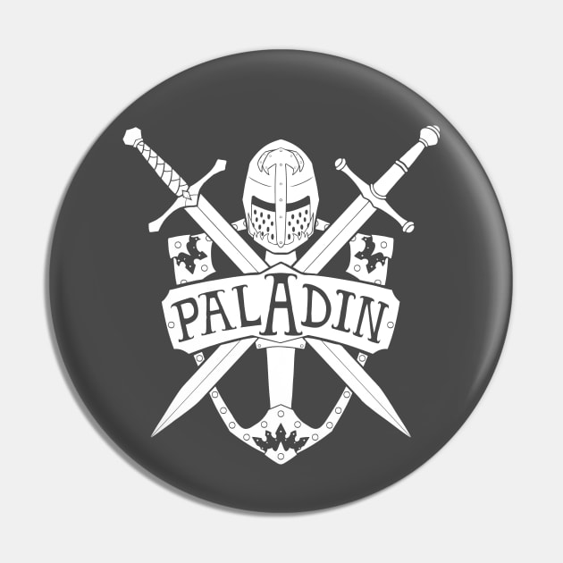 Paladin Class - White Design Pin by CliffeArts