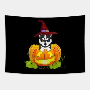 Funny Siberian Husky Pumpkin Halloween Costumes Tapestry