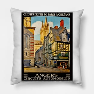 Angers France - Vintage French Travel Poster Design Pillow