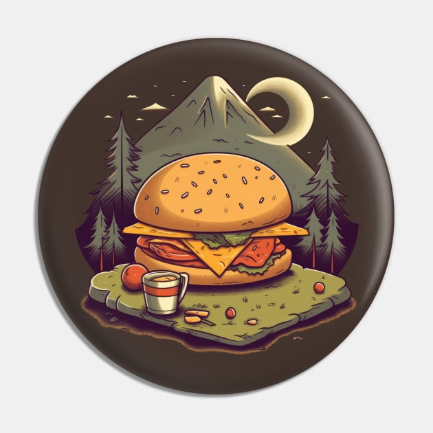 Cheeseburger Campout Pin by JensenArtCo