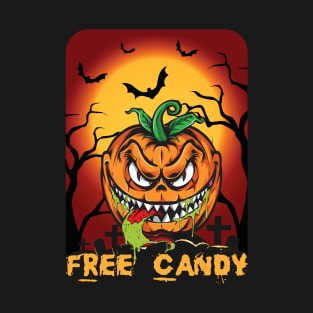 Free Candy – Scary Jack O Lantern Pumpkin T-Shirt