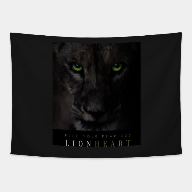 BLACK LION HEART Fine Art Tapestry by AlNoah