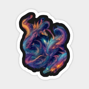 Glowing chinese dragons at night Magnet
