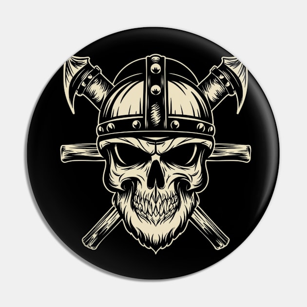 Traditional Vikings Skull Tattoo Pin by Goku Creations