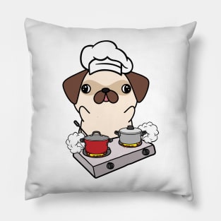 Funny Pug is cooking Pillow