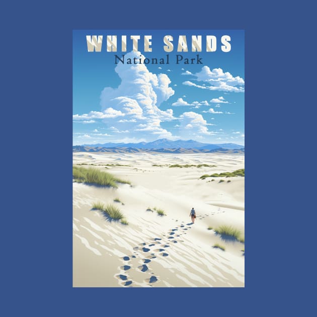White Sands National Park  Travel Poster by GreenMary Design