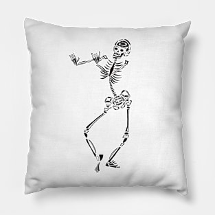 Black and White Dancing Skeleton Pillow