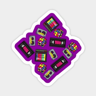 Retro 80's Pixel Art Pattern Magnet