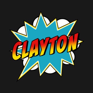 Boys Clayton Name Superhero Comic Book T-Shirt