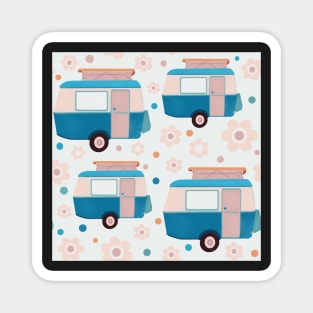 Pastel Daisy Dot Vintage Caravan Pattern Magnet