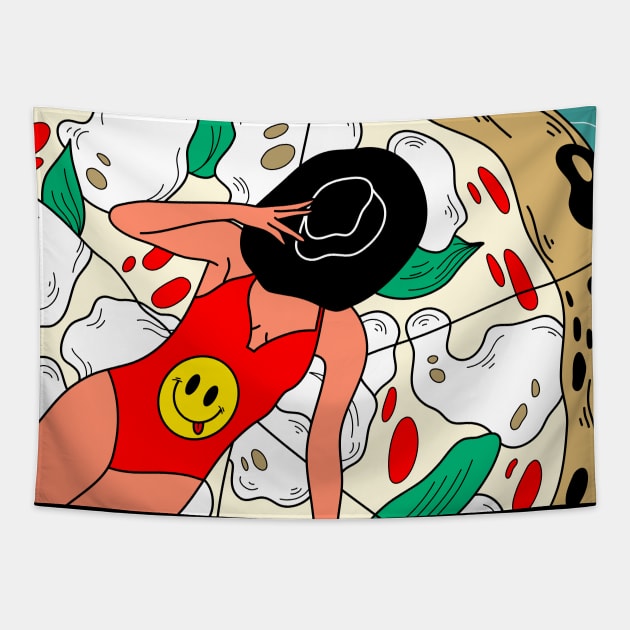 Pizza girl Tapestry by magyarmelcsi