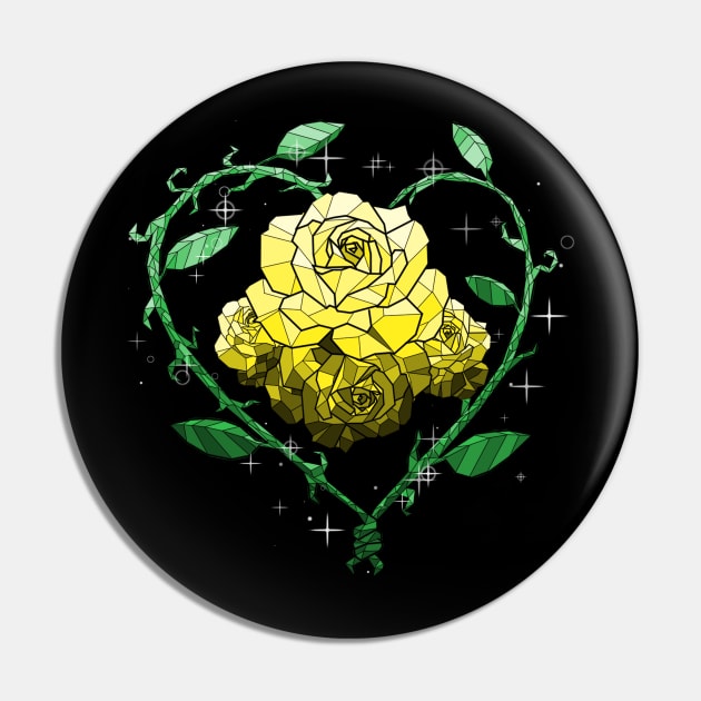 Yellow Crystal Flower Pin by Saira Crystaline