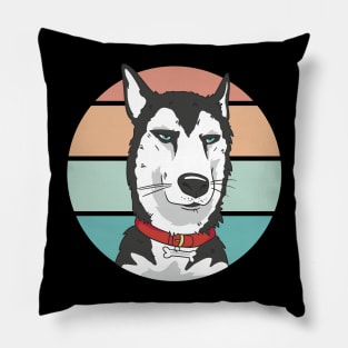 Husky dog retro sunset Pillow