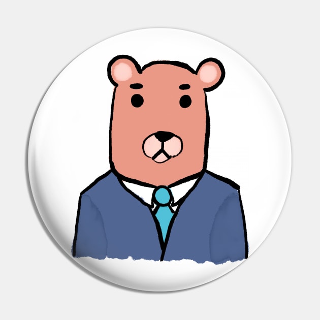 Suited business bear Pin by glowglowworm