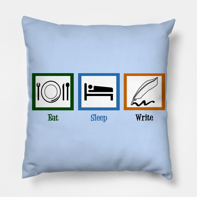 Eat Sleep Write Pillow by epiclovedesigns