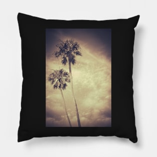 Sepia Toned Retro Palms Pillow