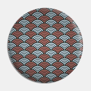 Japanese red seigaiha wave pattern Pin