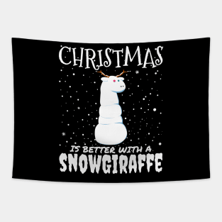 Christmas Is Better With A Snowgiraffe - christmas cute snow giraffe gift Tapestry