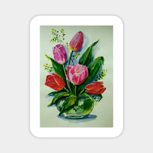 Bouquet of Tulips in a Glass Vase Magnet