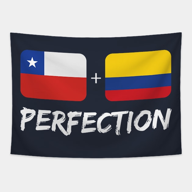 Chilean Plus Colombian Perfection Mix Flag Heritage Gift Tapestry by Just Rep It!!
