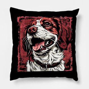 Retro Art Brittany Spaniel Dog Lover Pillow