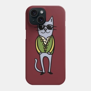 Meow-velous Cat Illustration: A Boho-Chic Tee for the Feline Fanatic Phone Case