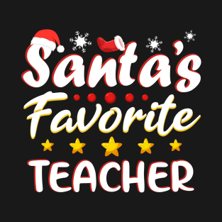 Santa's Favorite teacher Christmas Xmas gift T-Shirt