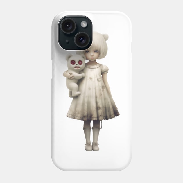 Vintage 1980s Girl Holds an evil zombie teddy bear Phone Case by digilabs