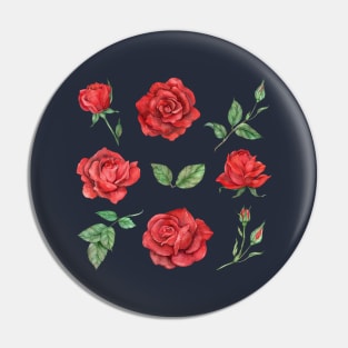 Red Roses Hand Drawn Collection Pin