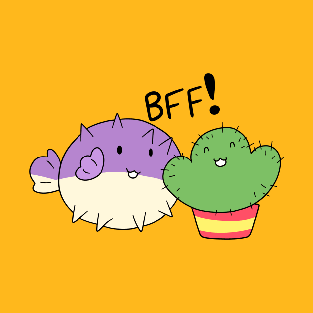 BFF! Puffer Fish and Cactus by saradaboru