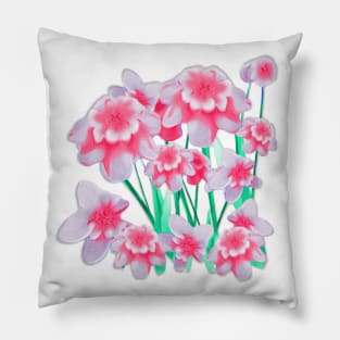 Soft Lilac and Deep Pink Flowers Pillow