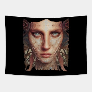 A Futuristic Boho Chic Portrait of a Woman in Boho Style - Burning Man Inspired Tapestry