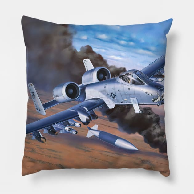 A10 Thunderbolt II Pillow by Aircraft.Lover