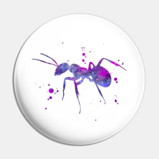 Purple Ant Watercolor Painting Pin