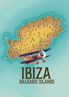 Ibiza Balearic Island travel poster. Magnet