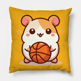 Cute hamster Play Basketball Pillow