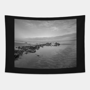 Rock pool on the sandy beach in Cromer, Norfolk Tapestry