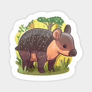 Cute Mountain Tapir Illustration - Adorable Animal Art Magnet