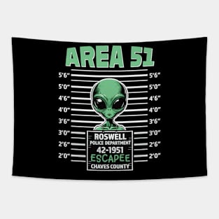 Alien Mugshot Area 51 Escapee Vintage Roswell Novelty Tapestry