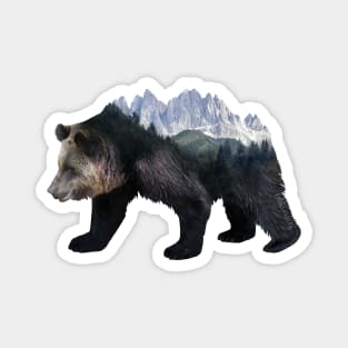 Dramabite Bear Double Exposure Surreal Wildlife Animal Mountains Magnet