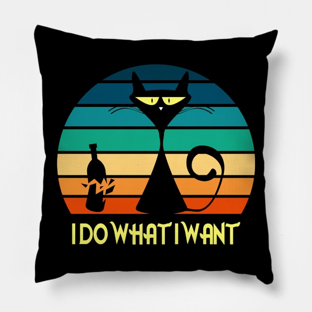 Vintage Do what cat want cat lover cat mom t shirt gift sweater samsung or iphone case coffee mug birtday cat lover foe men and women Pillow by Trendy_Designs