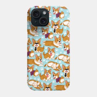 Light blue, orange and purple - Pembrokeshire Corgi Pattern Phone Case