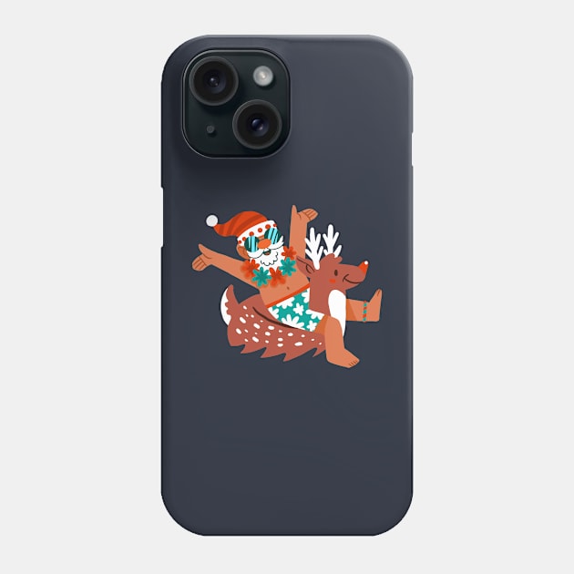 Santa Claus Deer Float Phone Case by Mako Design 