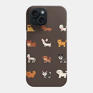 Pixel Art Dogs Retro Vintage 1980s Gaming Style Phone Case