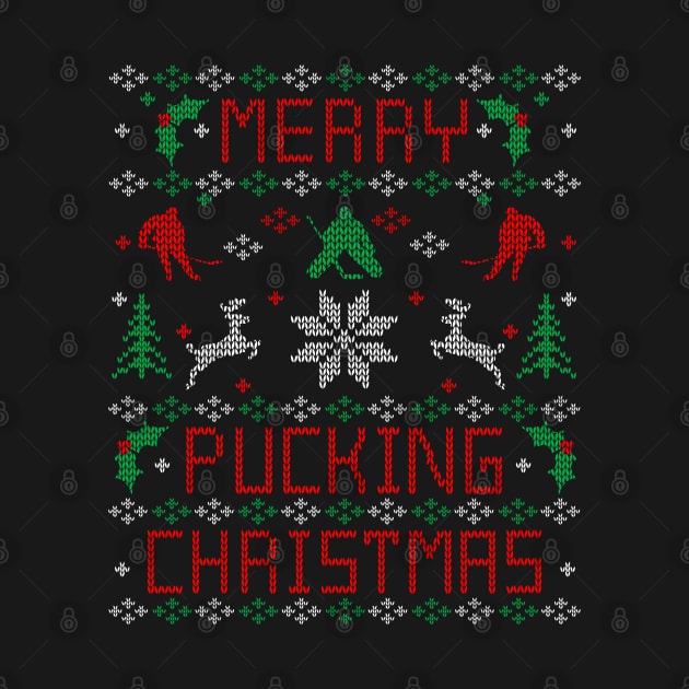 Funny Hockey Ugly Christmas Sweater Party Shirt by TeeCreations